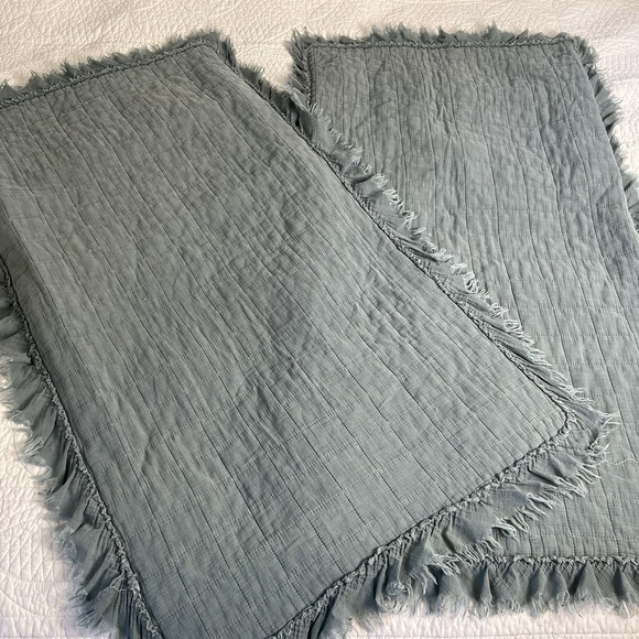 Quilted Pillow Shams By Shabby Chic. Soft Denim With Frayed Edges 21x37" Each - Picture 13 of 13